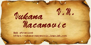 Vukana Macanović vizit kartica